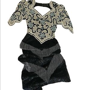 VINTAGE 80’s Hazar Beaded Glam Gown Dress size Small